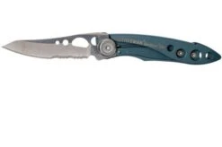 Leatherman Skeletool Knife KBx Partially Serrated Pocket Knife, Denim Blue