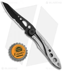 Leatherman Skeletool KBX Black & Silver Liner Lock Knife (2.6" Black Serr)832617 -Leatherman Depot Sales Store Leatherman Skeletool KBX LL Stainless Black Serr 832617 BHQ 87001 jr bottlecap