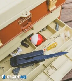 Leatherman Super Tool 300 Multi-Tool (19-in-1) 831102 -Leatherman Depot Sales Store Super Tool 300 Lifestyle Outdoor Fishing In tackle box with open blade 1